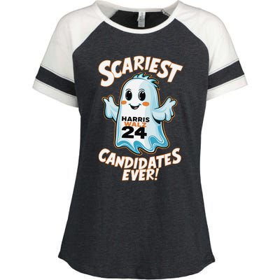 Scariest Candidates Ever Harris Walz 2024 Halloween Costume Enza Ladies Jersey Colorblock Tee