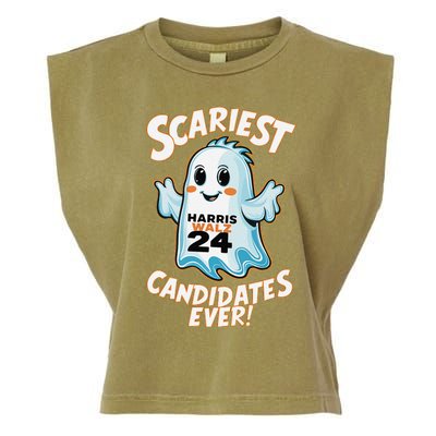 Scariest Candidates Ever Harris Walz 2024 Halloween Costume Garment-Dyed Women's Muscle Tee