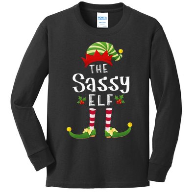 Sassy Christmas Elf Matching Pajama XMas Party  Kids Long Sleeve Shirt