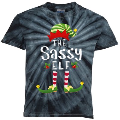 Sassy Christmas Elf Matching Pajama XMas Party  Kids Tie-Dye T-Shirt