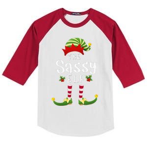 Sassy Christmas Elf Matching Pajama XMas Party  Kids Colorblock Raglan Jersey