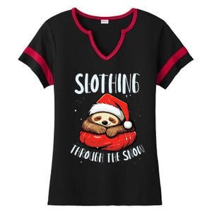 Sloth Christmas Eve Lazy Animal Santa Claus Xmas Day Ladies Halftime Notch Neck Tee