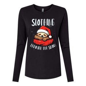 Sloth Christmas Eve Lazy Animal Santa Claus Xmas Day Womens Cotton Relaxed Long Sleeve T-Shirt