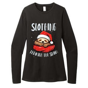 Sloth Christmas Eve Lazy Animal Santa Claus Xmas Day Womens CVC Long Sleeve Shirt