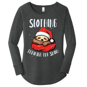 Sloth Christmas Eve Lazy Animal Santa Claus Xmas Day Women's Perfect Tri Tunic Long Sleeve Shirt