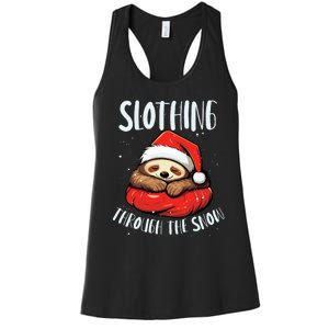 Sloth Christmas Eve Lazy Animal Santa Claus Xmas Day Women's Racerback Tank