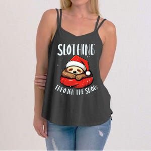 Sloth Christmas Eve Lazy Animal Santa Claus Xmas Day Women's Strappy Tank