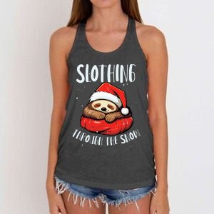 Sloth Christmas Eve Lazy Animal Santa Claus Xmas Day Women's Knotted Racerback Tank