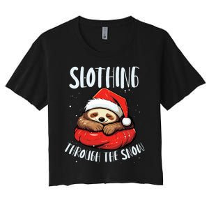 Sloth Christmas Eve Lazy Animal Santa Claus Xmas Day Women's Crop Top Tee