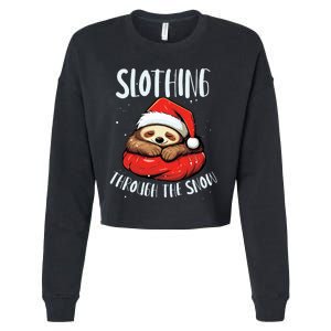 Sloth Christmas Eve Lazy Animal Santa Claus Xmas Day Cropped Pullover Crew