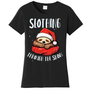 Sloth Christmas Eve Lazy Animal Santa Claus Xmas Day Women's T-Shirt