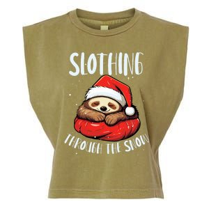 Sloth Christmas Eve Lazy Animal Santa Claus Xmas Day Garment-Dyed Women's Muscle Tee