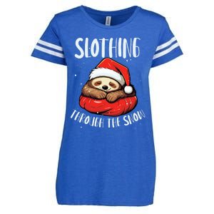 Sloth Christmas Eve Lazy Animal Santa Claus Xmas Day Enza Ladies Jersey Football T-Shirt