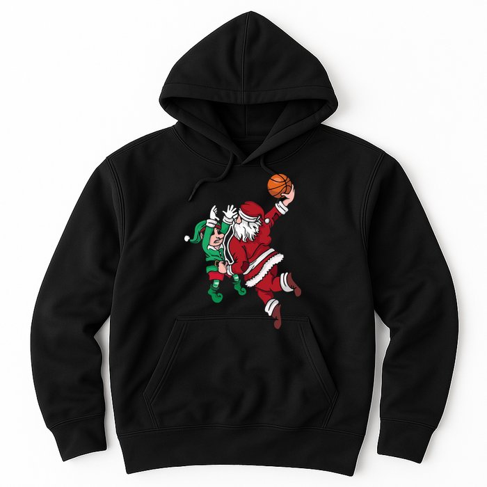 Santa Claus Elf Playing Basketball Christmas Pajama Sport XMas Hoodie