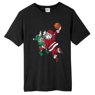 Santa Claus Elf Playing Basketball Christmas Pajama Sport XMas Tall Fusion ChromaSoft Performance T-Shirt