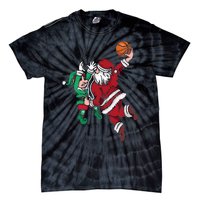 Santa Claus Elf Playing Basketball Christmas Pajama Sport XMas Tie-Dye T-Shirt