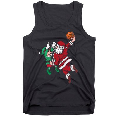 Santa Claus Elf Playing Basketball Christmas Pajama Sport XMas Tank Top