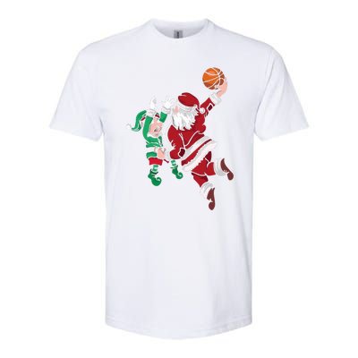 Santa Claus Elf Playing Basketball Christmas Pajama Sport XMas Softstyle CVC T-Shirt