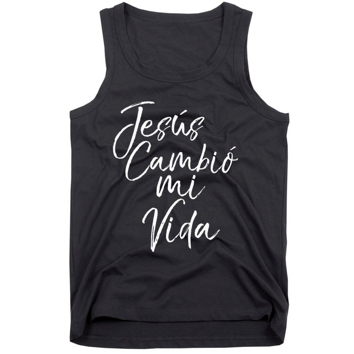 Spanish Christian EspañOl Bible Verse JesúS Cambió Mi Vida Tank Top