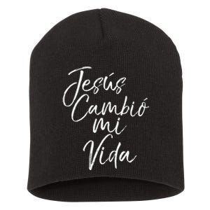 Spanish Christian EspañOl Bible Verse JesúS Cambió Mi Vida Short Acrylic Beanie