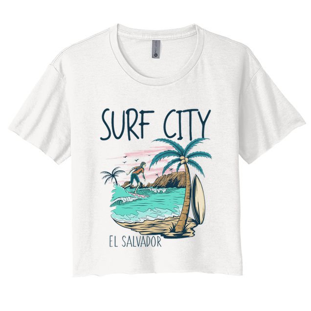 Surf City El Salvador Vintage Surfing Gifts El Salvadoreans Crop Top