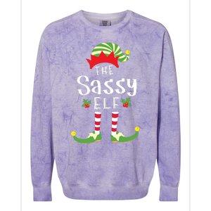 Sassy Christmas Elf Matching Pajama Xmas Party Colorblast Crewneck Sweatshirt