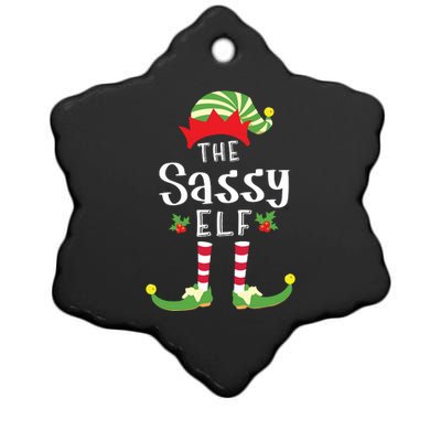 Sassy Christmas Elf Matching Pajama Xmas Party Ceramic Star Ornament