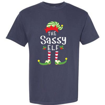 Sassy Christmas Elf Matching Pajama Xmas Party Garment-Dyed Heavyweight T-Shirt