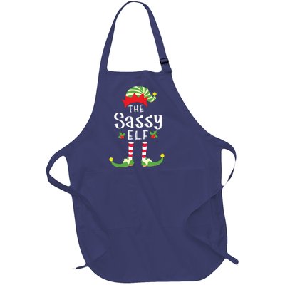 Sassy Christmas Elf Matching Pajama Xmas Party Full-Length Apron With Pockets