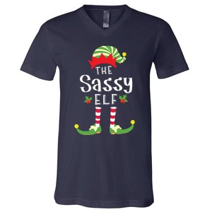 Sassy Christmas Elf Matching Pajama Xmas Party V-Neck T-Shirt