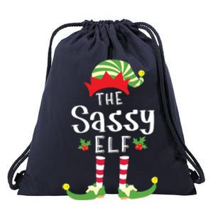 Sassy Christmas Elf Matching Pajama Xmas Party Drawstring Bag