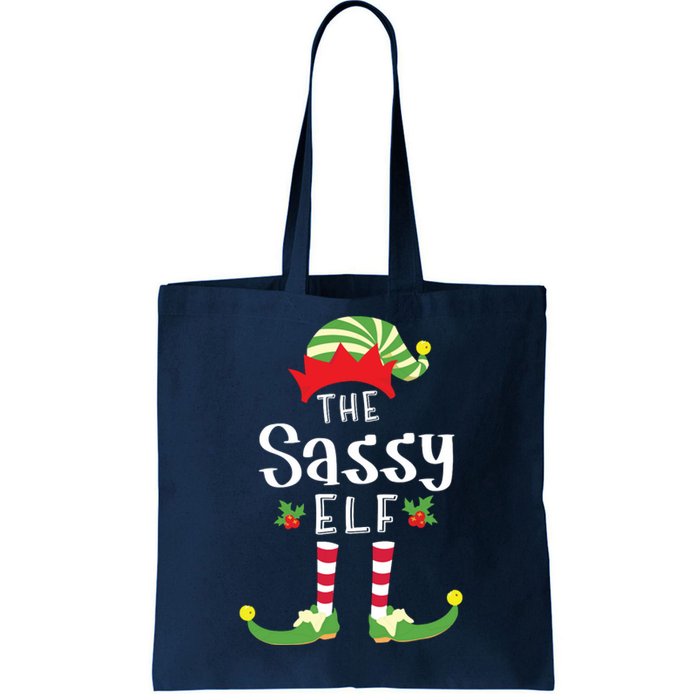 Sassy Christmas Elf Matching Pajama Xmas Party Tote Bag