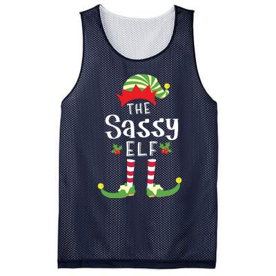 Sassy Christmas Elf Matching Pajama Xmas Party Mesh Reversible Basketball Jersey Tank