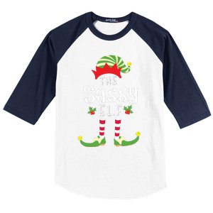 Sassy Christmas Elf Matching Pajama Xmas Party Baseball Sleeve Shirt