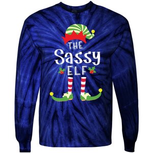 Sassy Christmas Elf Matching Pajama Xmas Party Tie-Dye Long Sleeve Shirt