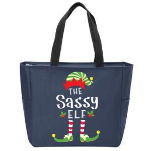 Sassy Christmas Elf Matching Pajama Xmas Party Zip Tote Bag