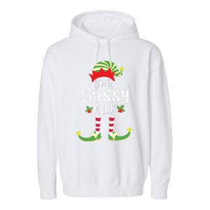 Sassy Christmas Elf Matching Pajama Xmas Party Garment-Dyed Fleece Hoodie