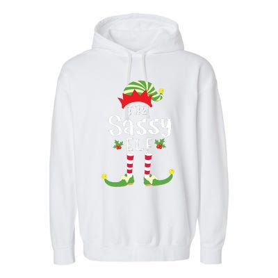 Sassy Christmas Elf Matching Pajama Xmas Party Garment-Dyed Fleece Hoodie