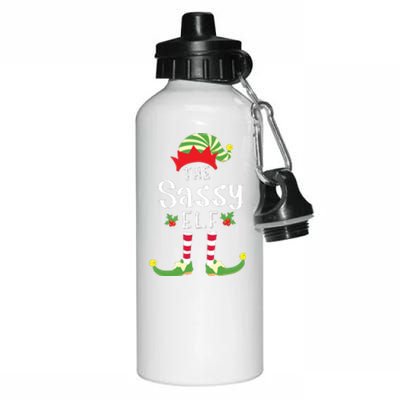 Sassy Christmas Elf Matching Pajama Xmas Party Aluminum Water Bottle