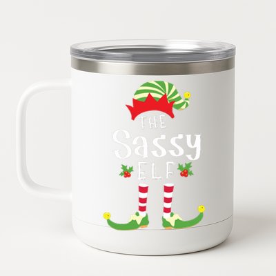 Sassy Christmas Elf Matching Pajama Xmas Party 12 oz Stainless Steel Tumbler Cup