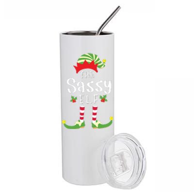 Sassy Christmas Elf Matching Pajama Xmas Party Stainless Steel Tumbler