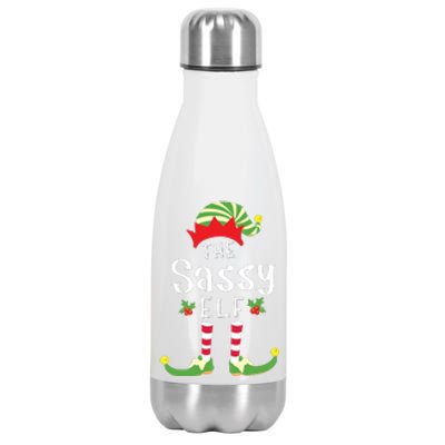 Sassy Christmas Elf Matching Pajama Xmas Party Stainless Steel Insulated Water Bottle