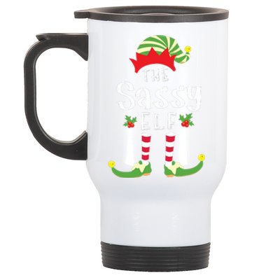 Sassy Christmas Elf Matching Pajama Xmas Party Stainless Steel Travel Mug