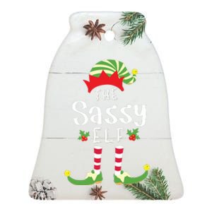 Sassy Christmas Elf Matching Pajama Xmas Party Ceramic Bell Ornament