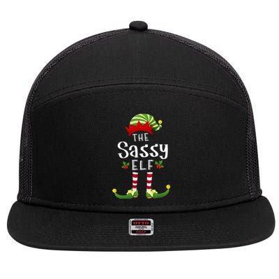 Sassy Christmas Elf Matching Pajama XMas Party 7 Panel Mesh Trucker Snapback Hat