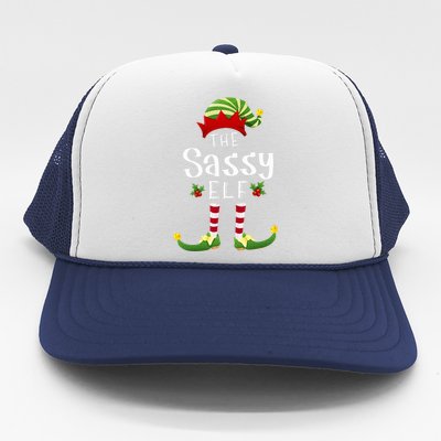 Sassy Christmas Elf Matching Pajama XMas Party Trucker Hat