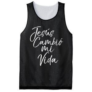 Spanish Christian EspañOl Bible Verse JesúS Cambió Mi Vida Mesh Reversible Basketball Jersey Tank