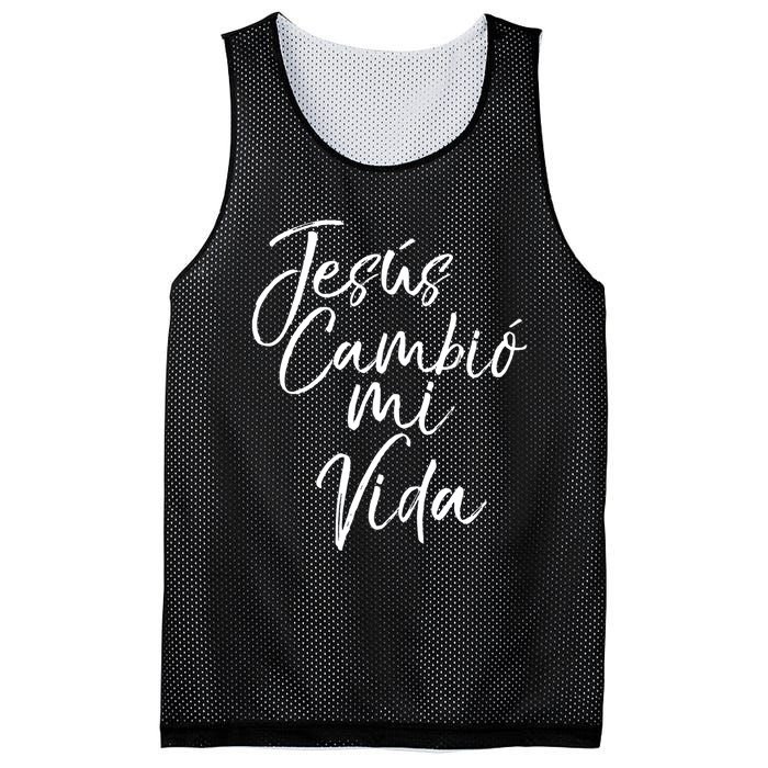 Spanish Christian EspañOl Bible Verse JesúS Cambió Mi Vida Mesh Reversible Basketball Jersey Tank