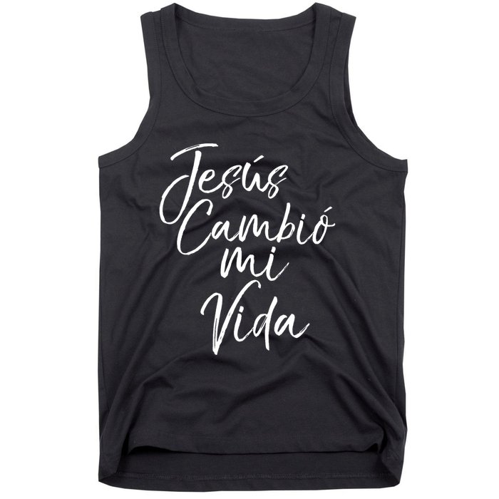 Spanish Christian EspañOl Bible Verse JesúS Cambió Mi Vida Tank Top