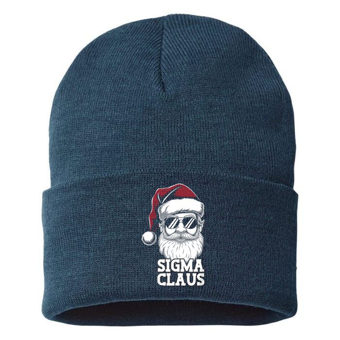 Sigma Claus Funny Christmas Santa Claus Sarcastic Joke Sustainable Knit Beanie